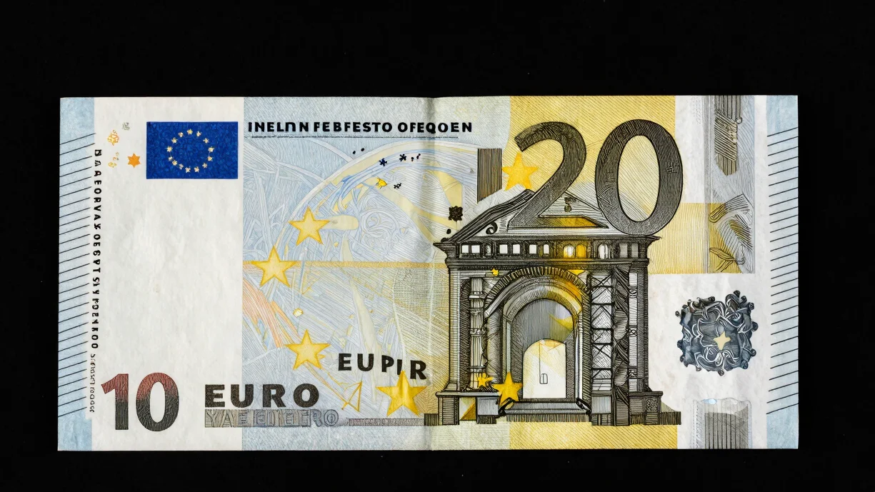 Straight-on studio photograph of a euro banknote series sample, e